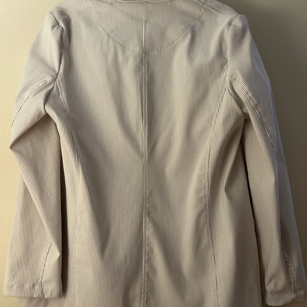Max Studio Beige Gingham Blazer Size L NWT Stretch Tailored Jacket